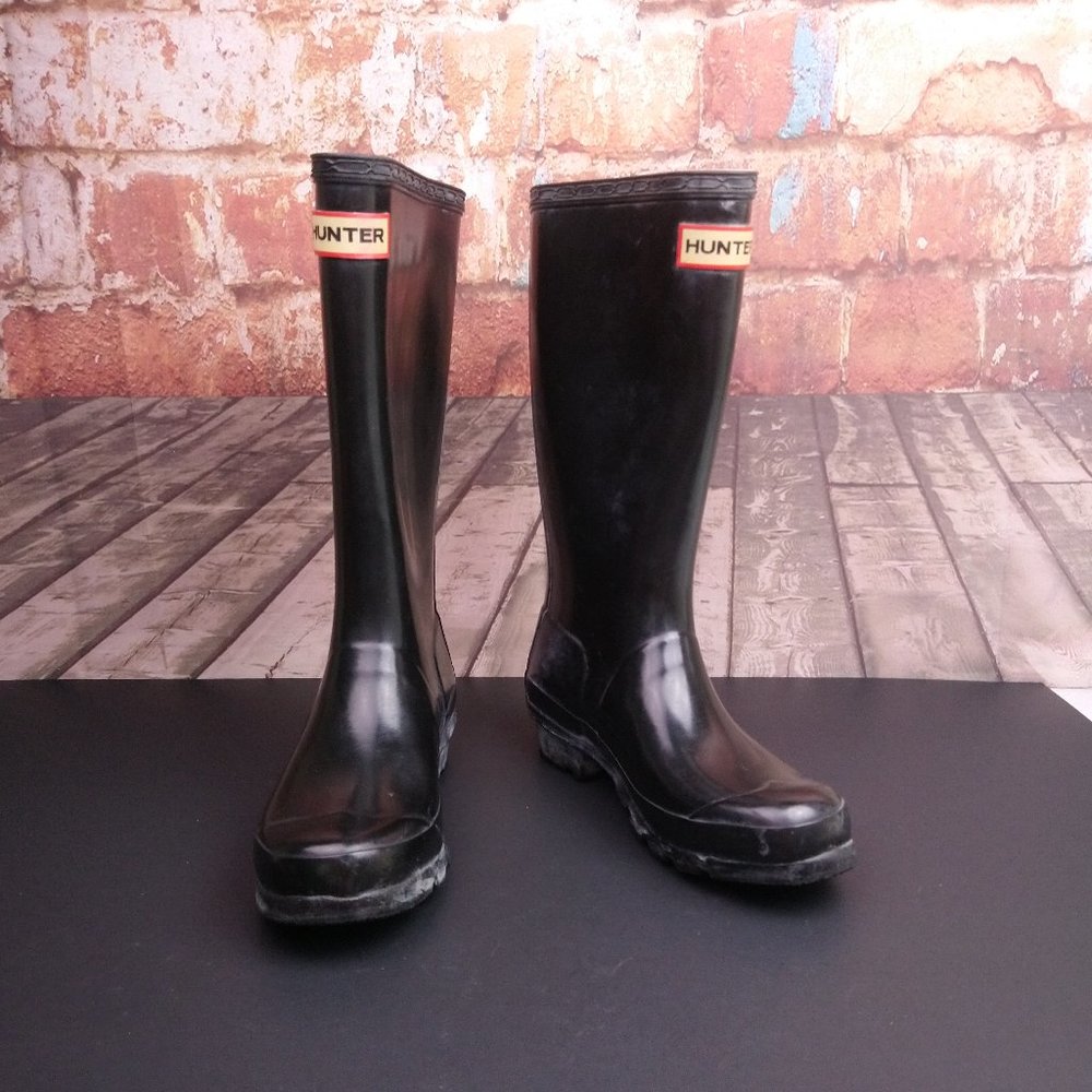 Hunter Wellies Rain Boots Black Kids Size 2M / 3F